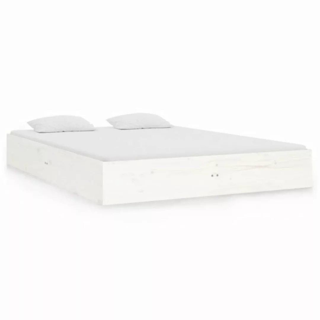 furnicato Bett Massivholzbett Weiß 135x190 cm günstig online kaufen