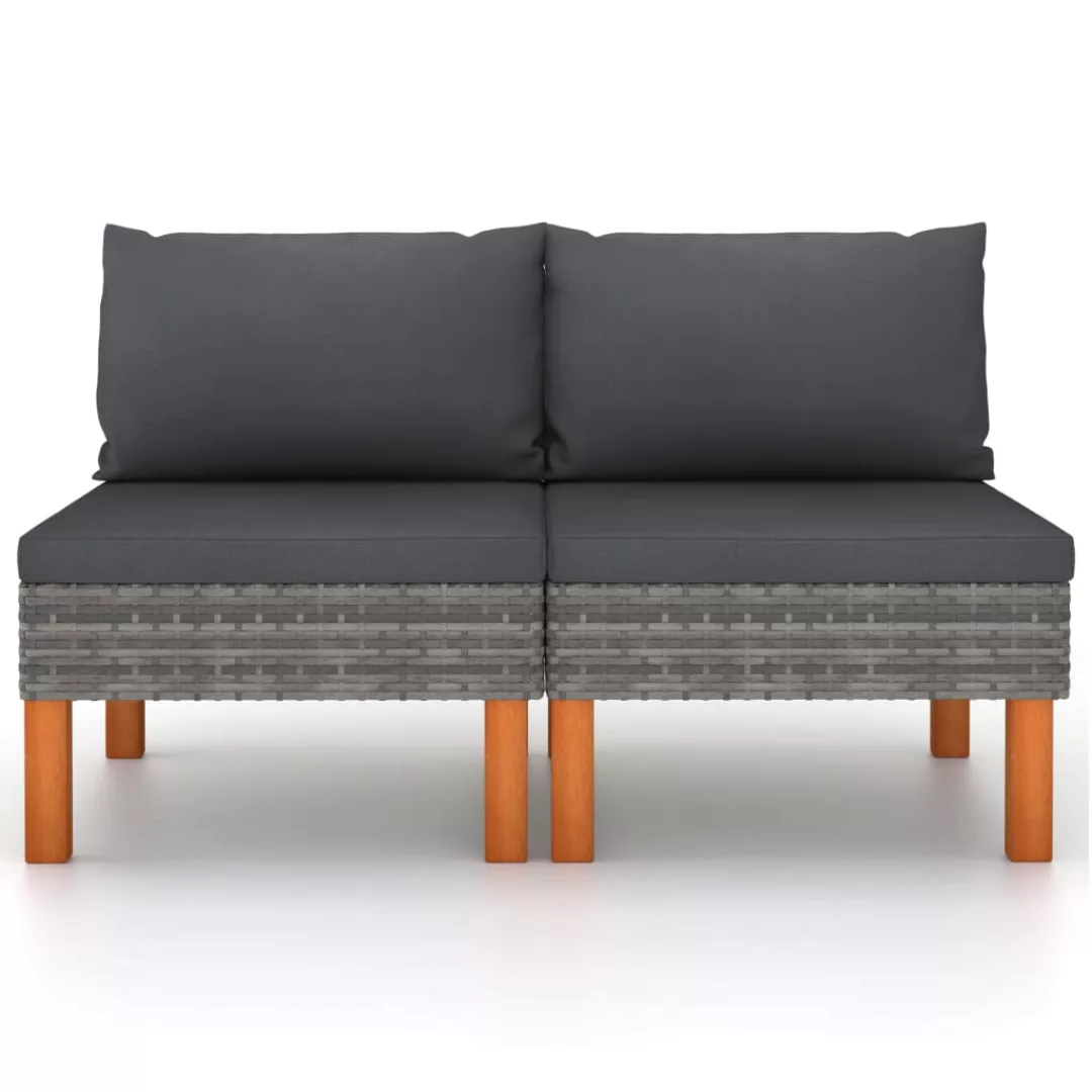 Mittelsofas 2 Stk. Poly Rattan Und Eukalyptus Massivholz günstig online kaufen