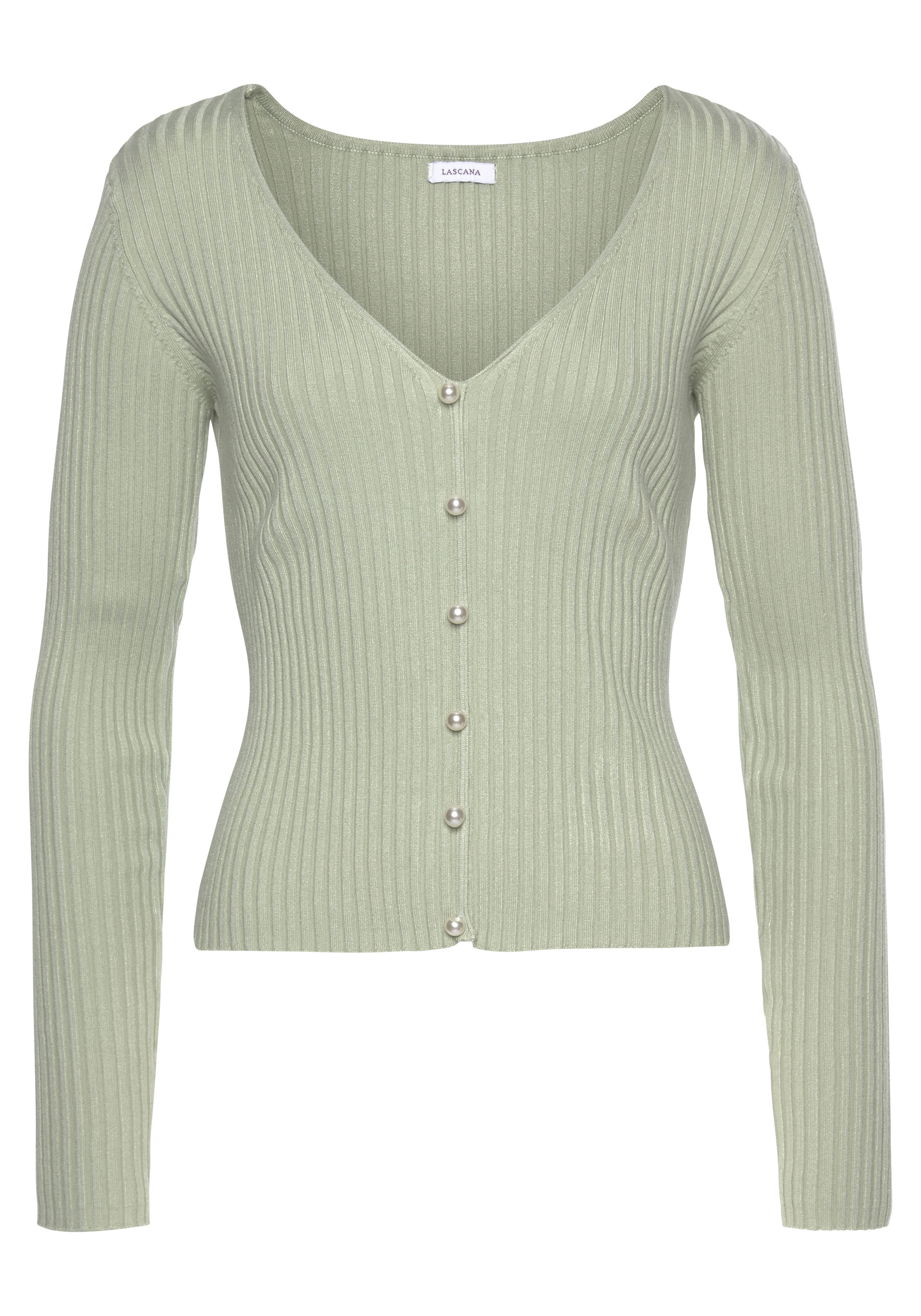 LASCANA V-Ausschnitt-Pullover mit Zierperlen günstig online kaufen