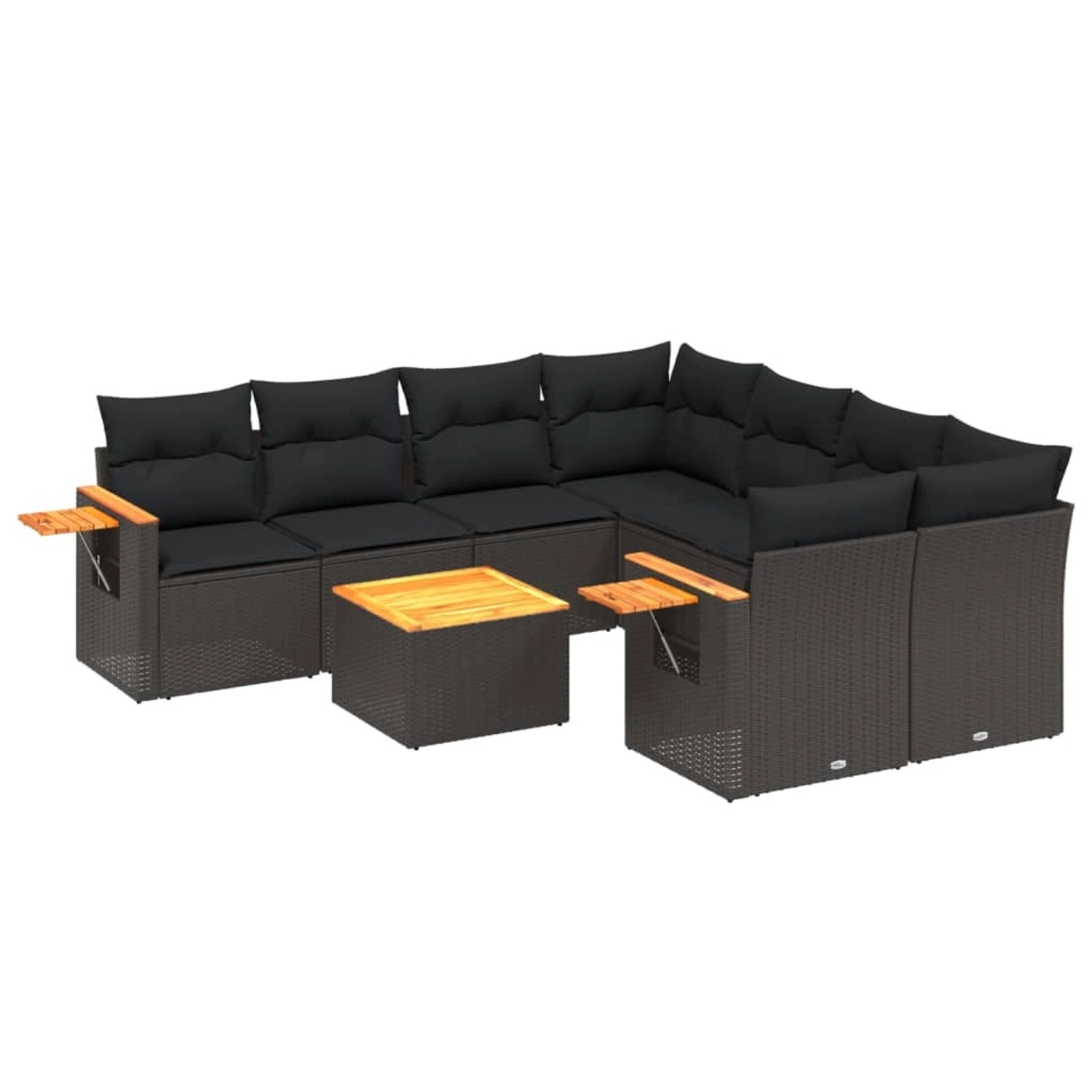 vidaXL 9-tlg Garten-Sofagarnitur mit Kissen Schwarz Poly Rattan Modell 166 günstig online kaufen