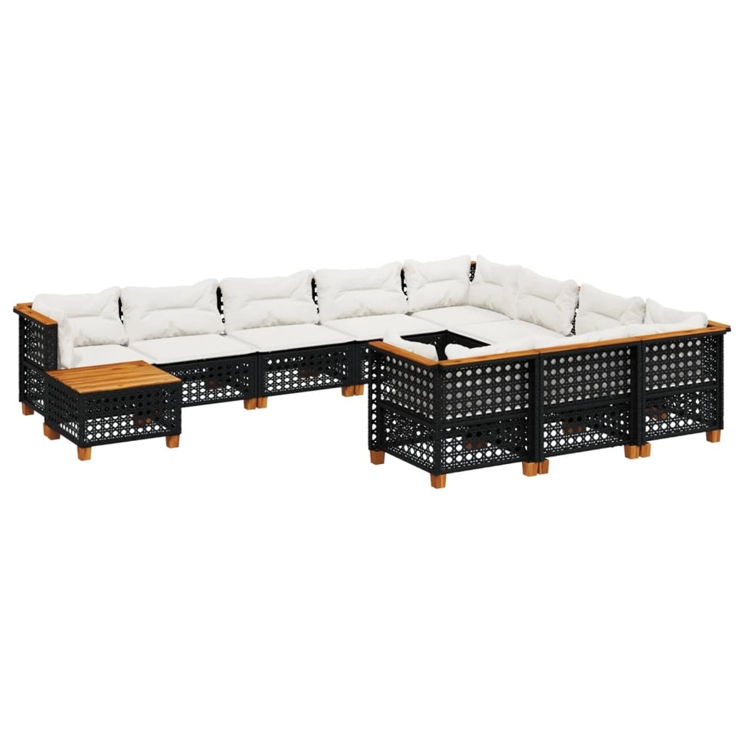 vidaXL 11-Tlg Garten-Sofagarnitur mit Kissen Schwarz Poly Rattan 3262058 günstig online kaufen