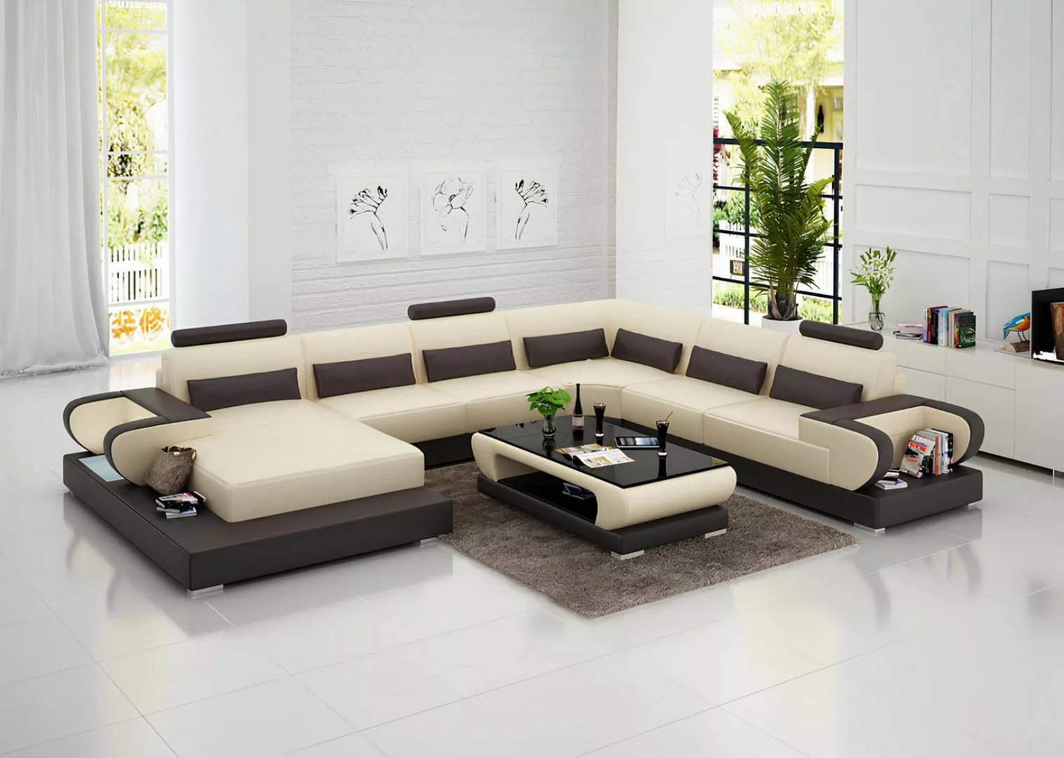 Xlmoebel Sofa Modernes Ecksofa aus Leder für das Wohnzimmer - Design Lederg günstig online kaufen