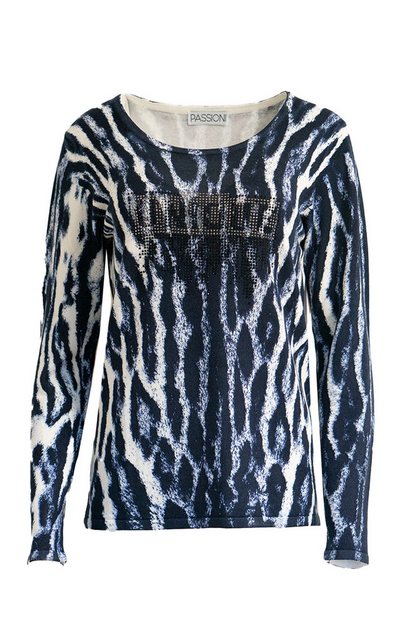 Passioni Strickpullover mit Animal-Print und „Unique“-Strasstext auf der Vo günstig online kaufen