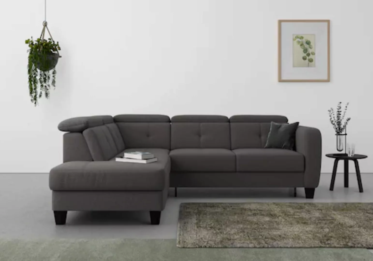 sit&more Ecksofa "Belluci L-Form", inklusive Federkern, wahlweise mit Bettf günstig online kaufen