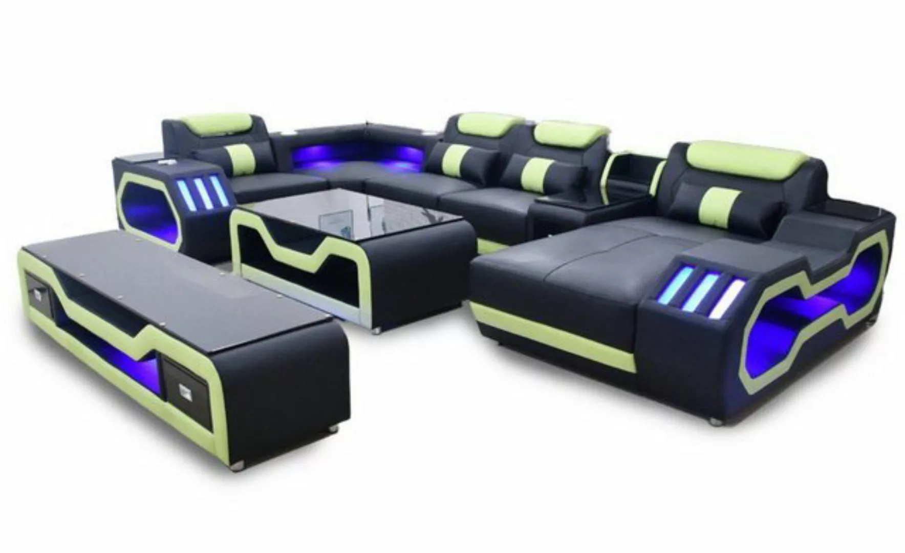 JVmoebel Ecksofa Ecksofa U-Form schwarz Wohnlandschaft Couch Polster Eckgar günstig online kaufen