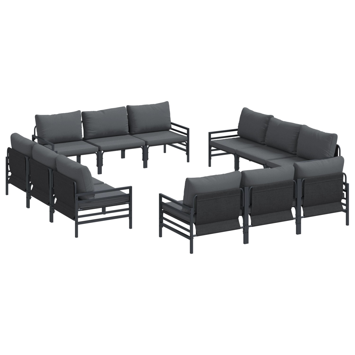 vidaXL Garten-Sofa-Set 12-Tlg Anthrazit Stahl 3378972 günstig online kaufen