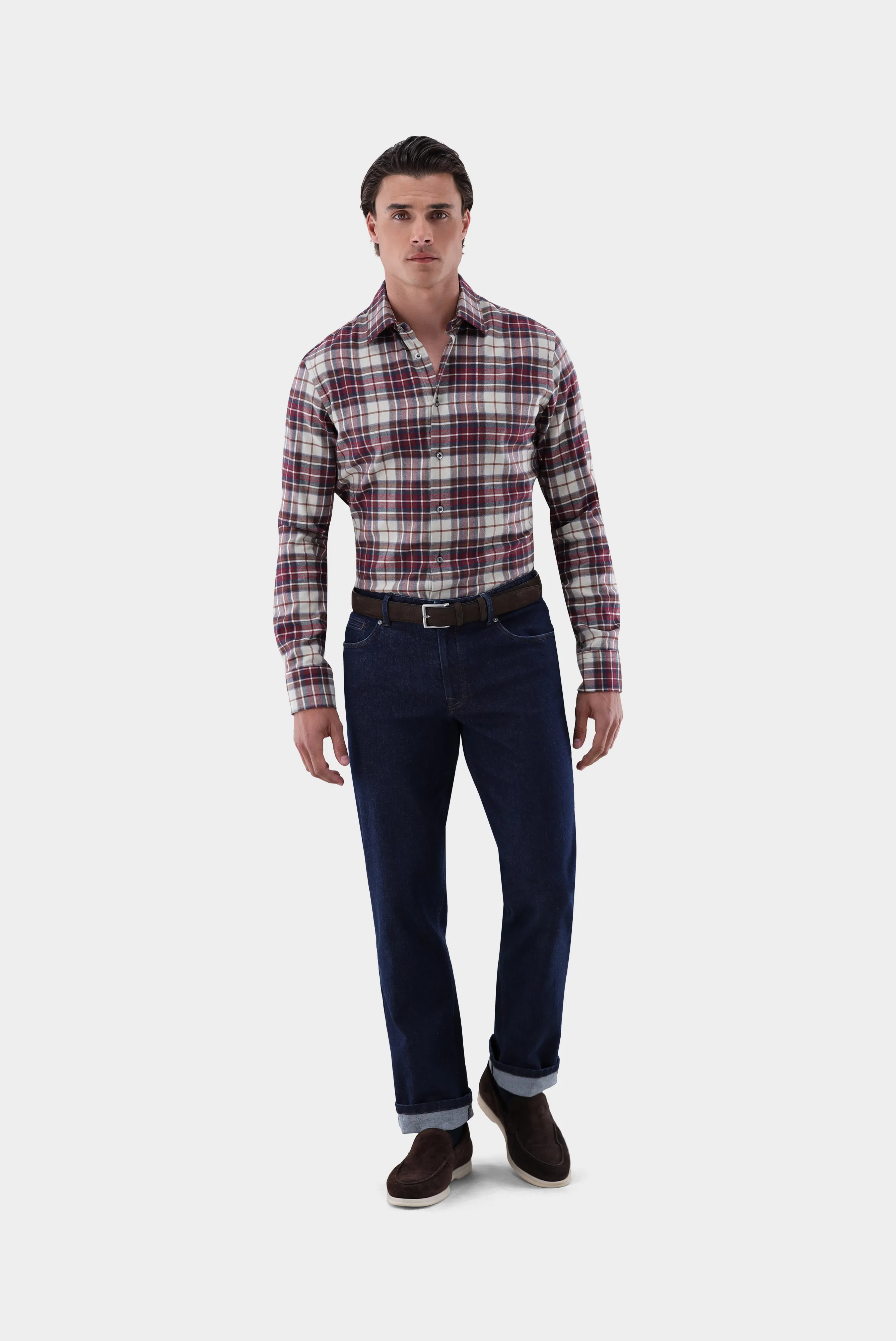 Flanellhemd kariert Tailor Fit günstig online kaufen