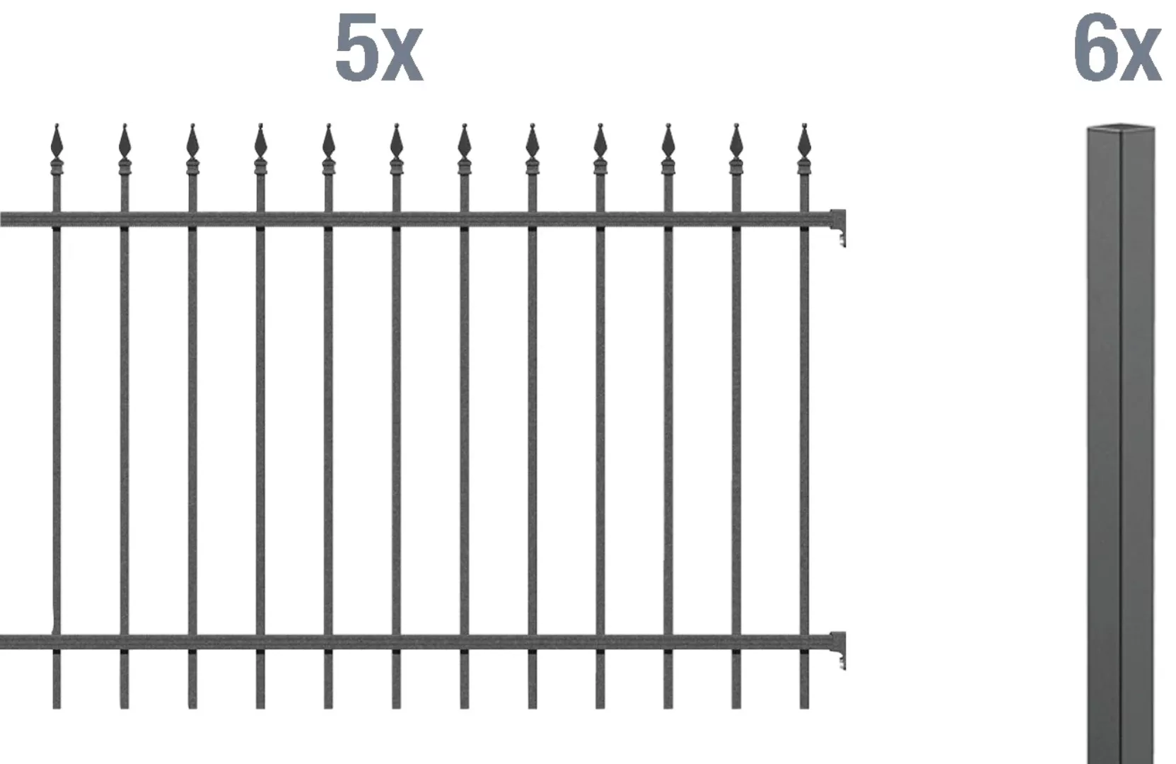 Metallzaun Grund-Set Chaussee Anthrazit z. Einbetonieren 100 cm x 1000 cm günstig online kaufen
