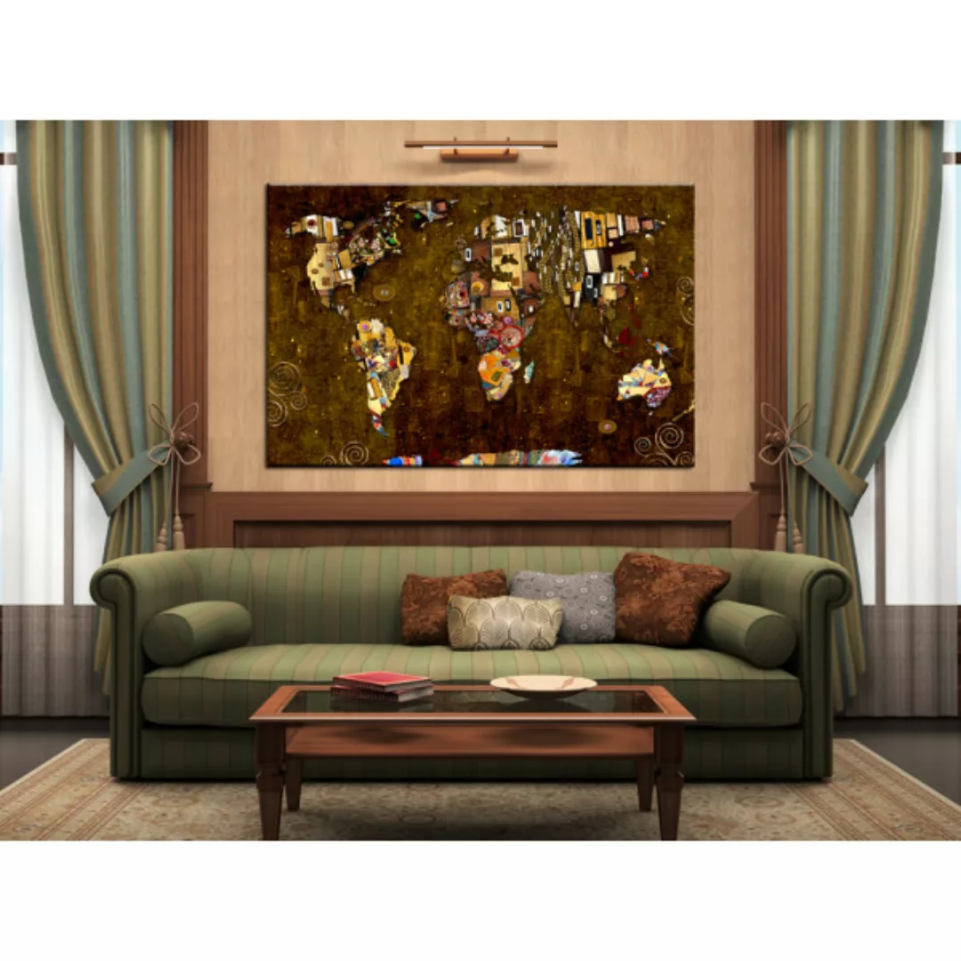 Bild auf Leinwand Map: Gustav Klimt inspiration  XXL günstig online kaufen
