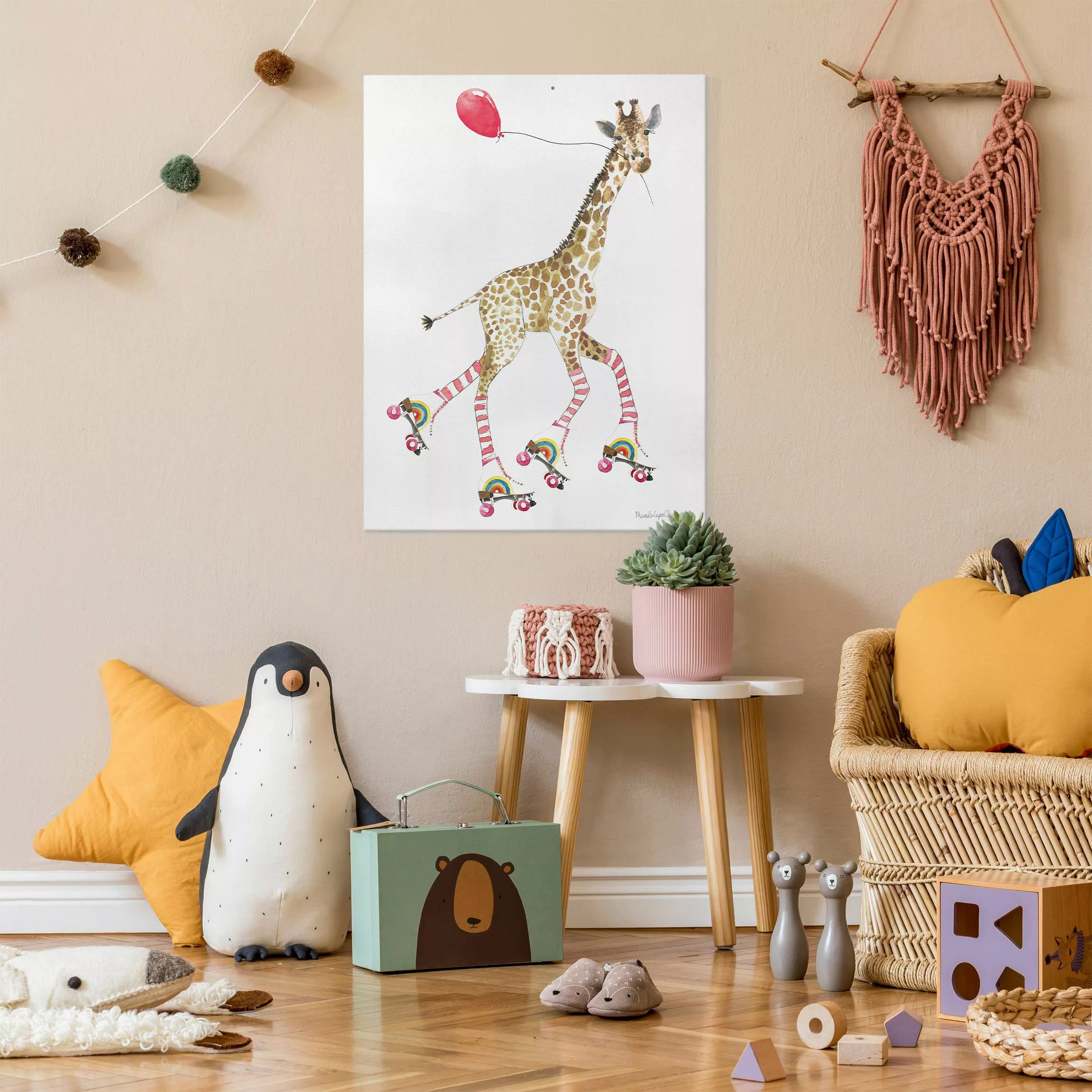 Leinwandbild Giraffe auf Freudenfahrt günstig online kaufen