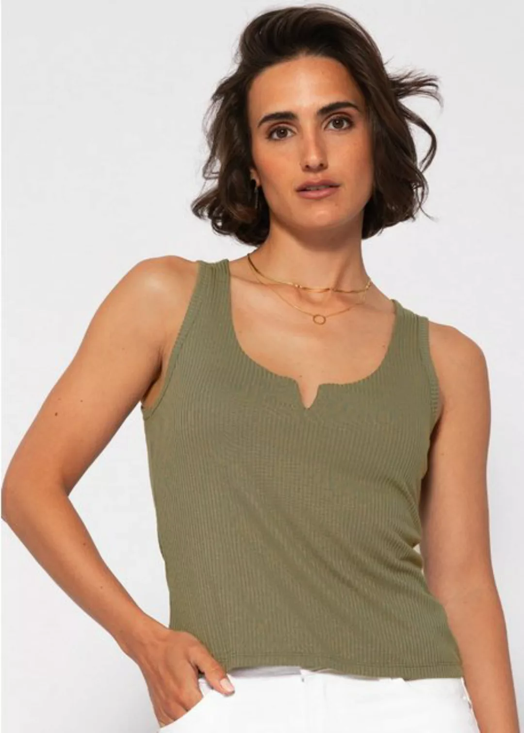 SASSYCLASSY Ripptanktop Top mit breiten Trägern und kleinen V-Ausschnitt To günstig online kaufen