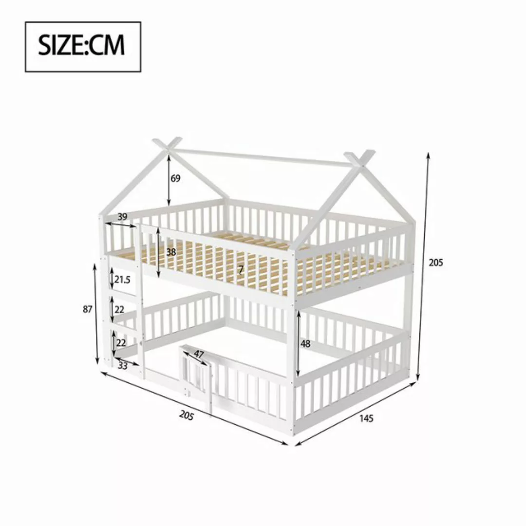 Sweiko Etagenbett Kinder-Familienbett mit Treppe, (Loft Design, Massivholz- günstig online kaufen