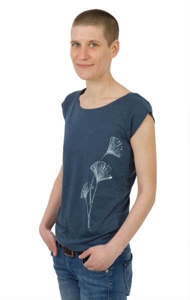 Bambus Shirt Fairwear Für Damen "Ginkgo" In Denim Blue günstig online kaufen