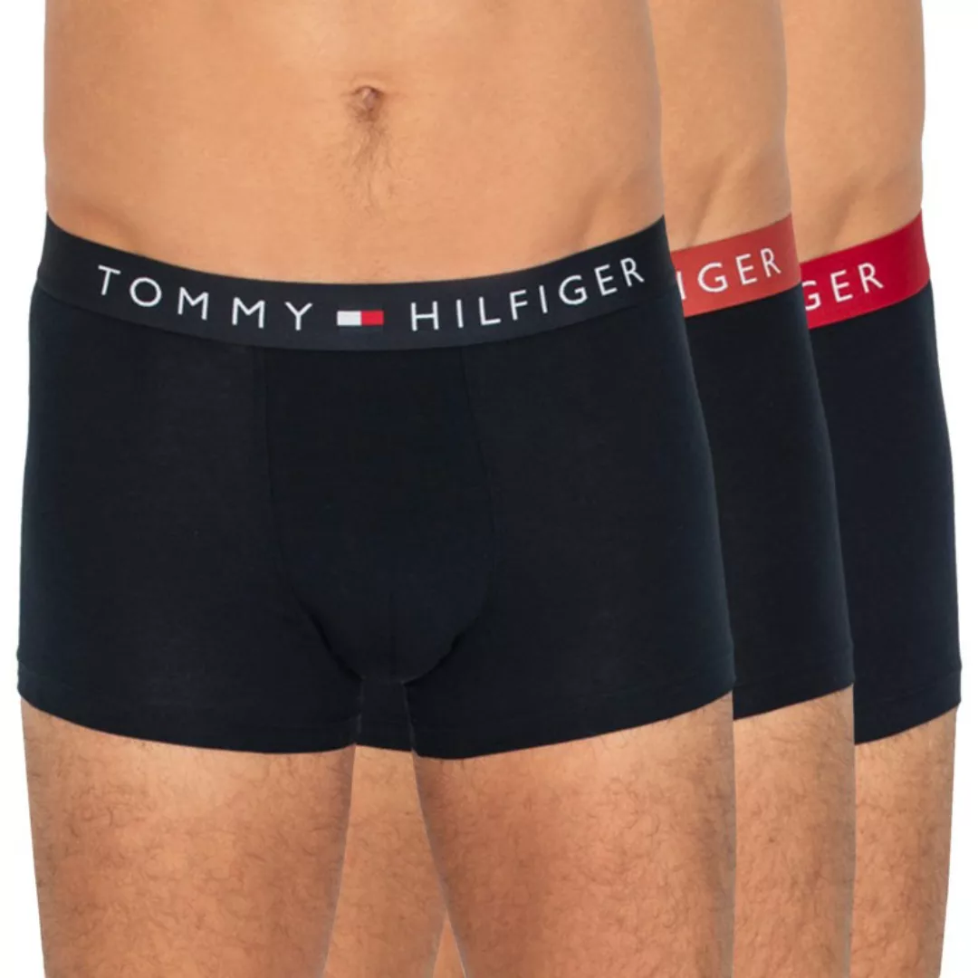 Tommy Hilfiger 3-er Set Trunks Blau mit verschiedenfarbigen Webbund günstig online kaufen