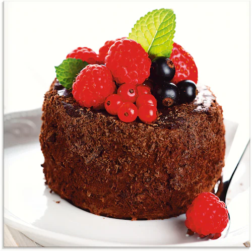 Artland Glasbild "Feiner Schokoladenkuchen mit Beeren", Süßspeisen, (1 St.) günstig online kaufen