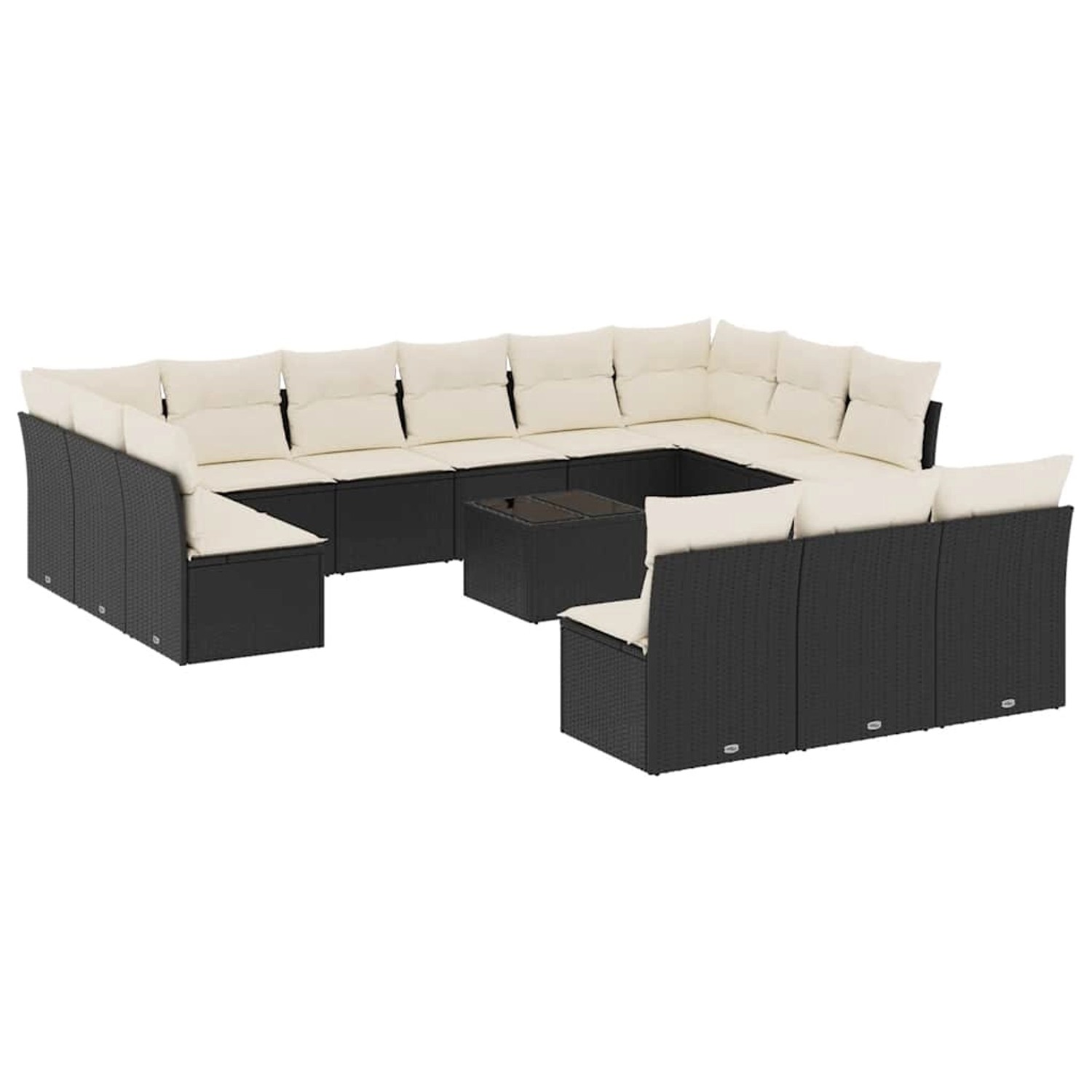 vidaXL 14-Tlg Garten-Sofagarnitur mit Kissen Schwarz Poly Rattan 3250235 günstig online kaufen