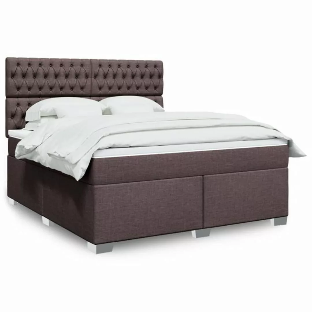 vidaXL Boxspringbett, Boxspringbett mit Matratze Dunkelbraun 180x200 cm Sto günstig online kaufen