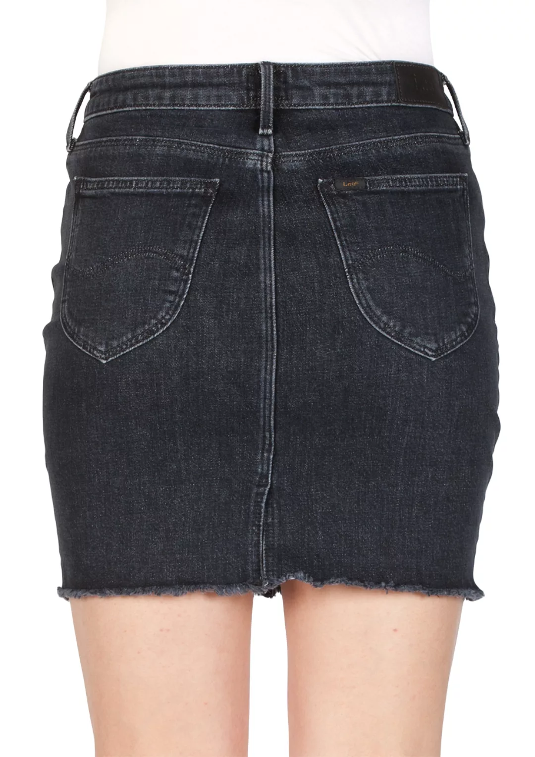 Lee Damen Jeansrock Mid Skirt - Schwarz - Black Stone günstig online kaufen