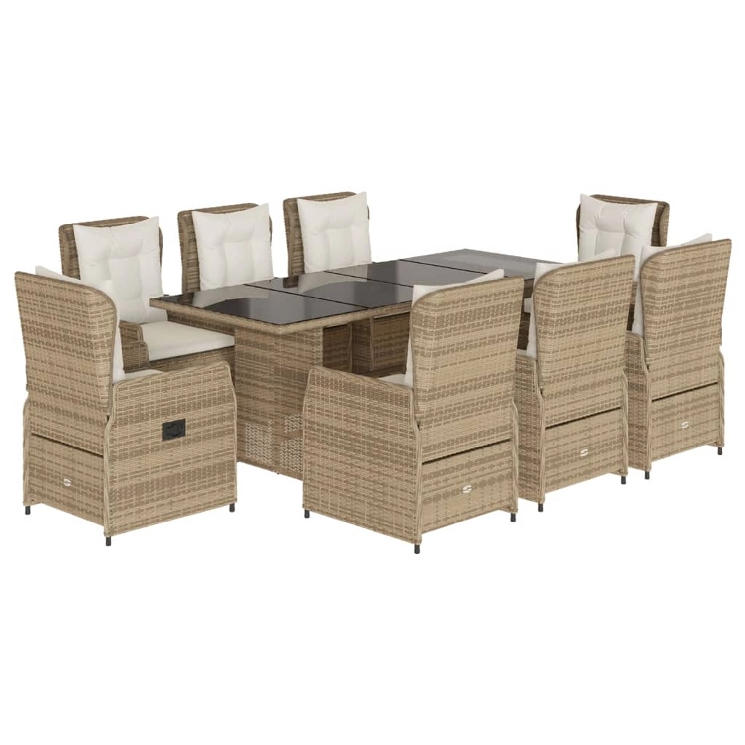 vidaXL 9-tlg Garten-Essgruppe mit Kissen Beige Poly Rattan Modell 41 günstig online kaufen