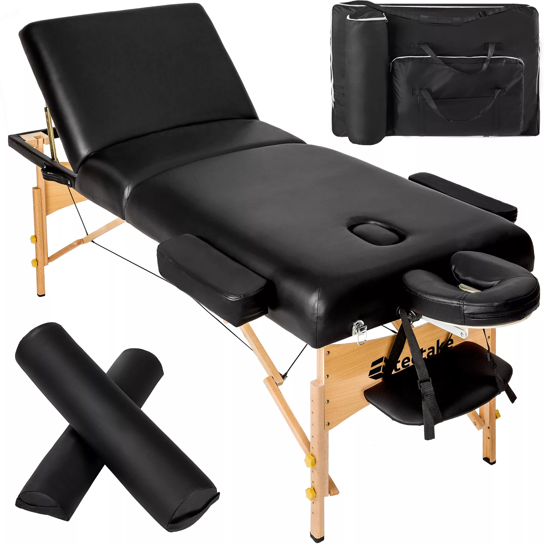 3 Zonen Massageliege-Set Somwang mit 7,5cm Polsterung, Rollen und Holzgeste günstig online kaufen