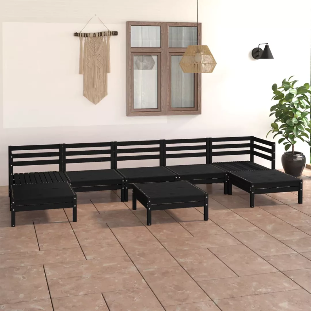 8-tlg. Garten-lounge-set Schwarz Massivholz Kiefer günstig online kaufen