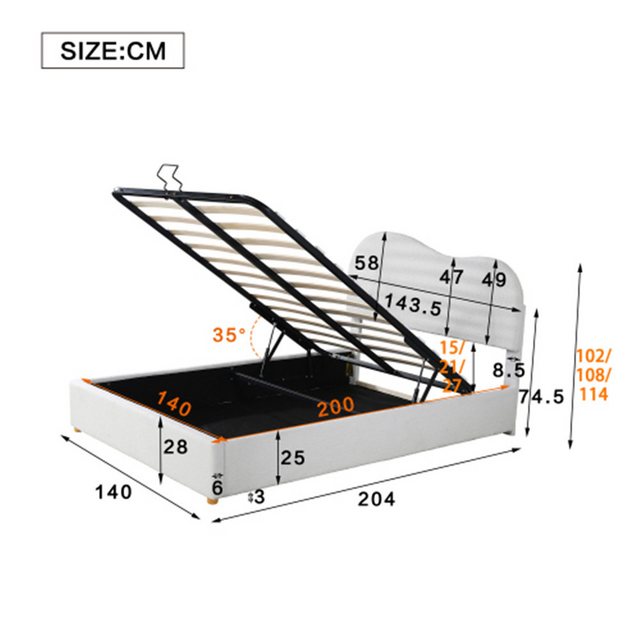 XDeer Kinderbett Polsterbett,Hydraulisch Doppelbett,Verstellbares Kopfteil, günstig online kaufen