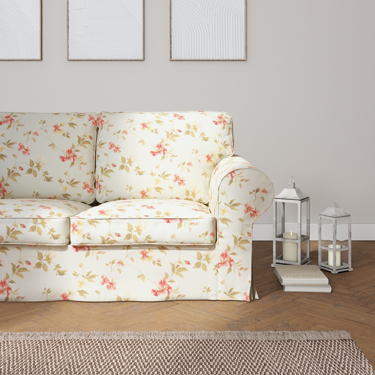 Bezug für Ektorp 2-Sitzer Sofa nicht ausklappbar, blau-rosa, Sofabezug für günstig online kaufen