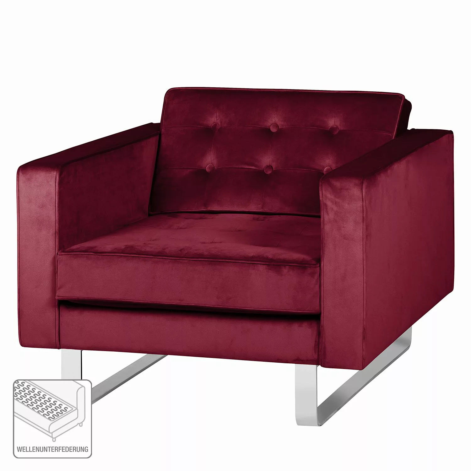 home24 Fredriks Sessel Chelsea III Bordeaux Microfaser 82x75x85 cm (BxHxT) günstig online kaufen