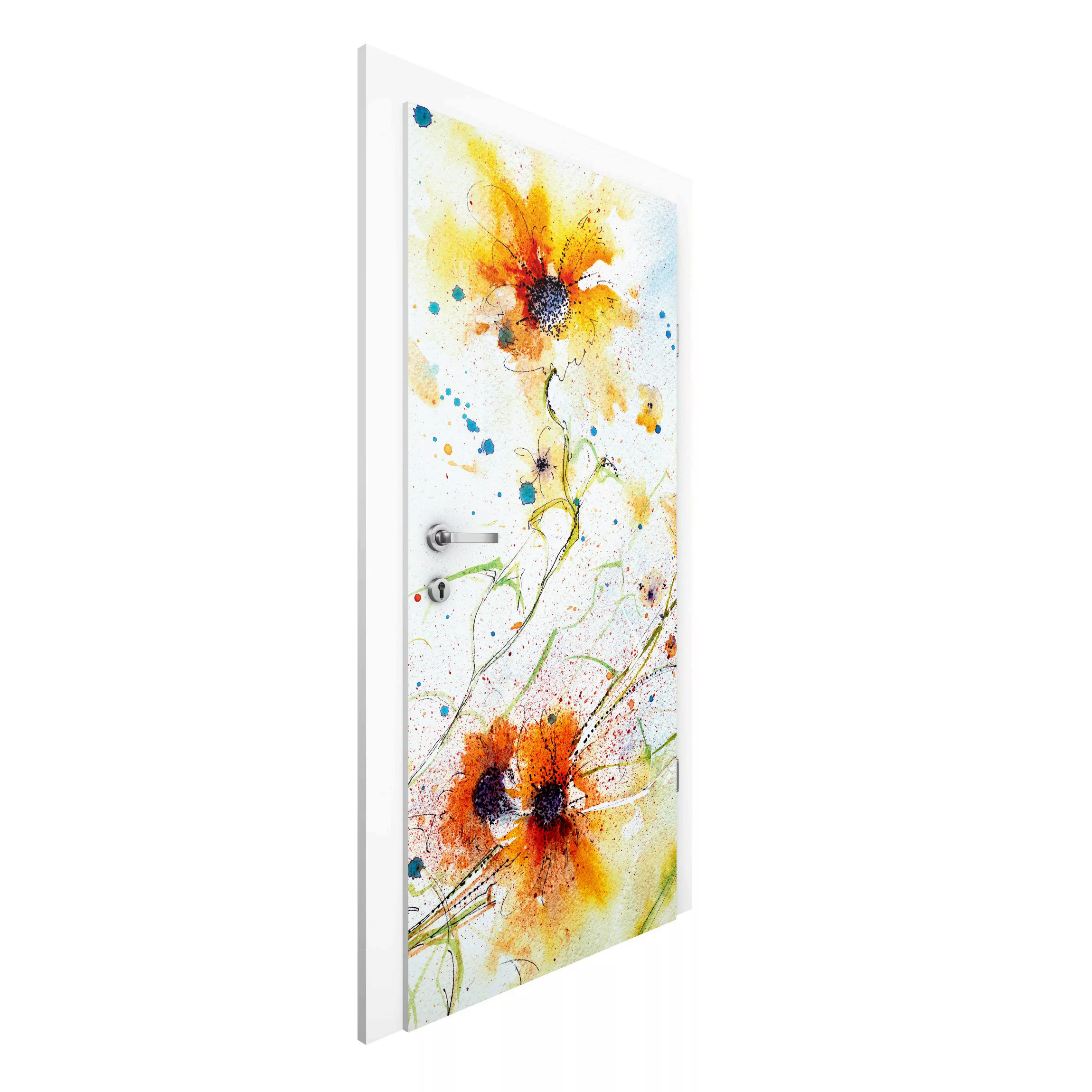 Türtapete Painted Flowers günstig online kaufen