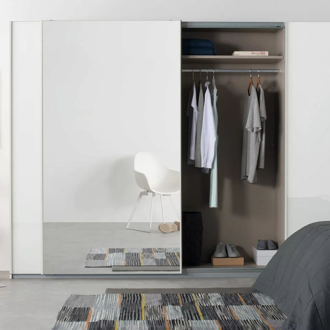 Malix Kleiderschrank mit 3 Schiebetueren (270 cm), Standard in Weiss mit we günstig online kaufen