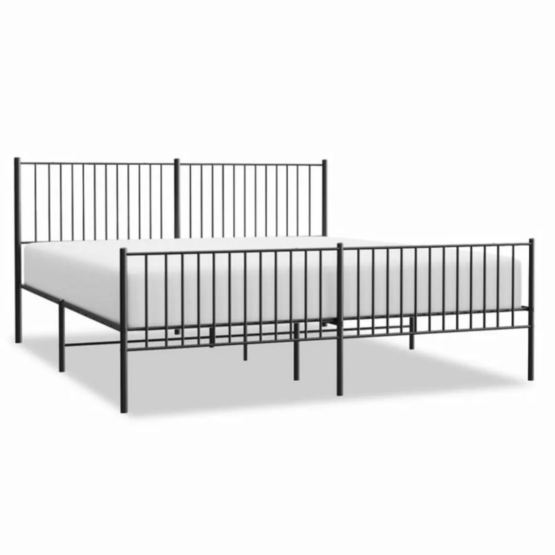 furnicato Bett Bettgestell mit Kopf- und Fußteil Metall Schwarz 193x203 cm günstig online kaufen