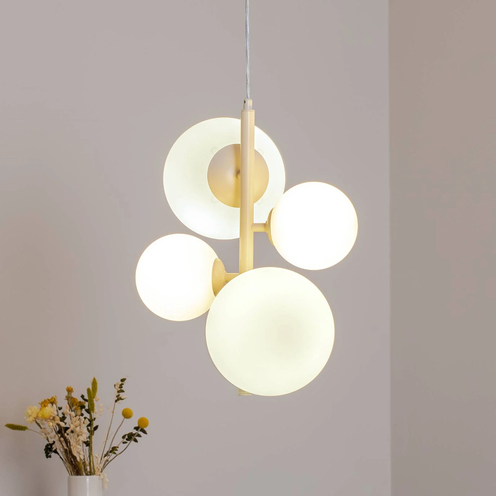 Hängeleuchte Dione, opal/creme, 4-flammig günstig online kaufen