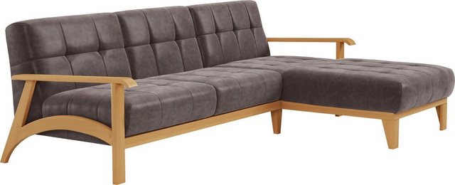 sit&more Ecksofa "Billund L-Form", Armlehnen aus eichefarbigem Buchenholz, günstig online kaufen