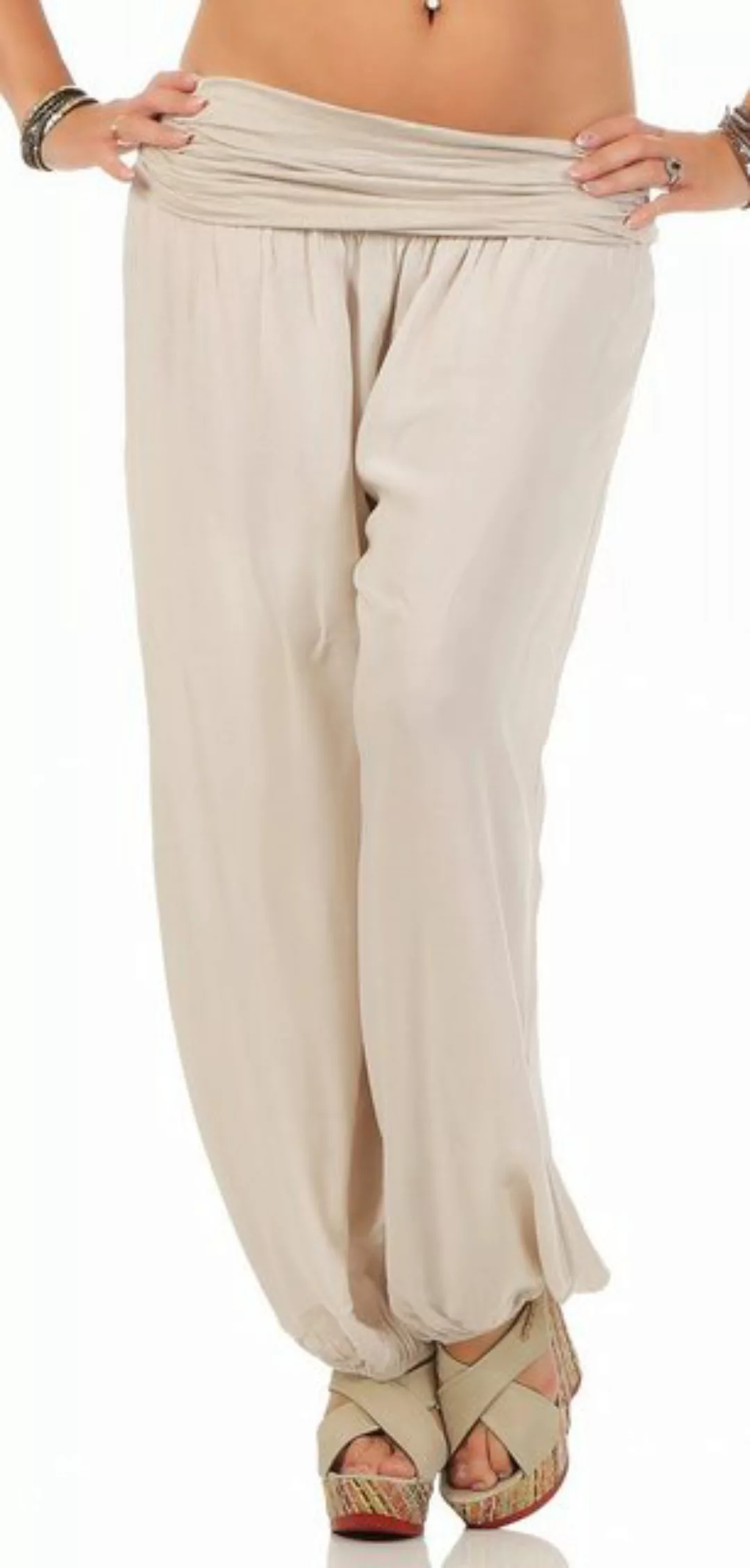 CLEO STYLE Haremshose Damen Sommerhose CL 2403 Beige One Size (34-42) günstig online kaufen