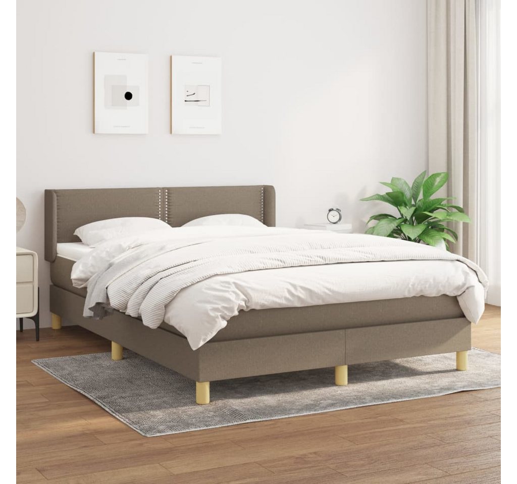 vidaXL Boxspringbett Boxspringbett mit Matratze Taupe 140x200 cm Stoff Bett günstig online kaufen