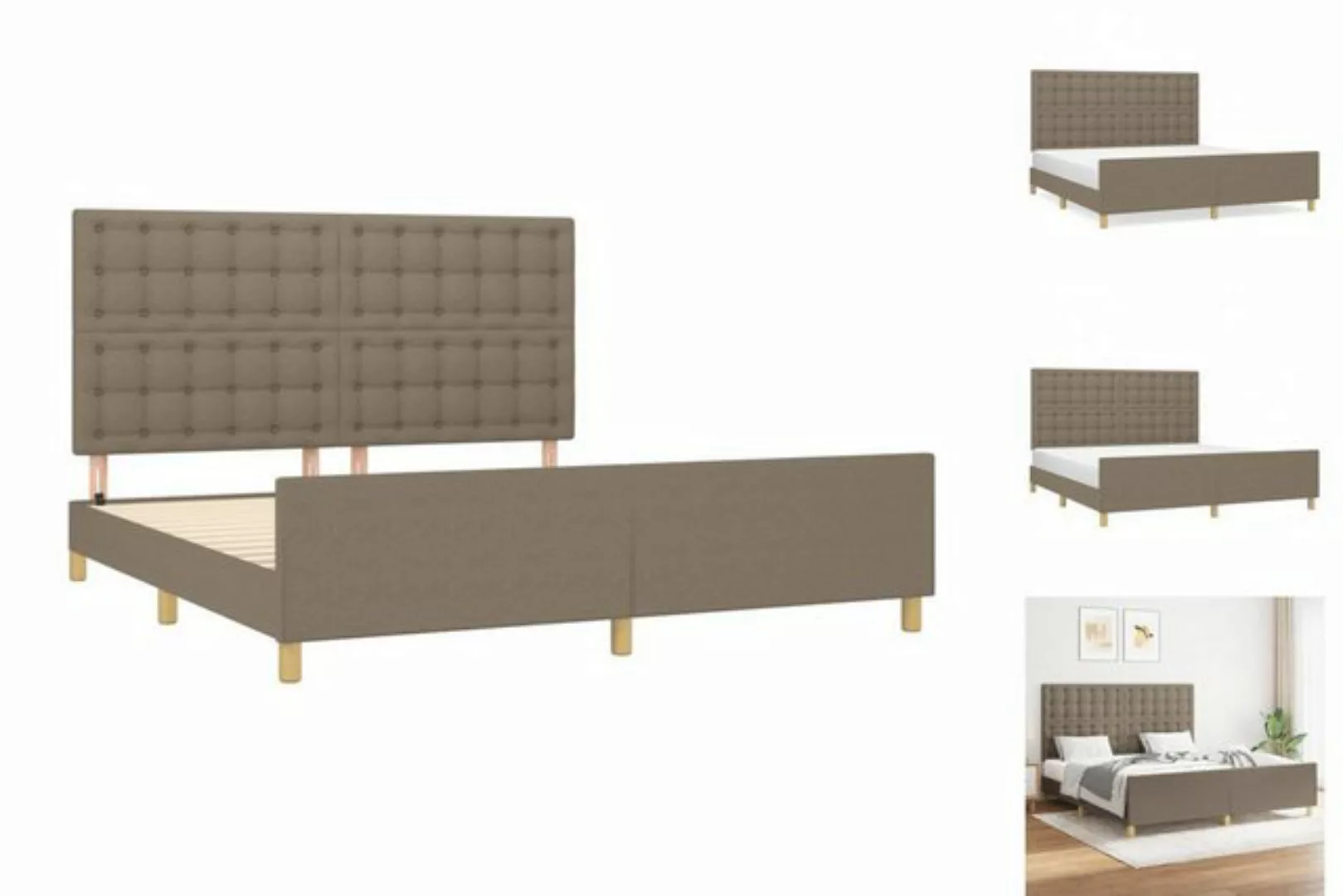 vidaXL Bettgestell Bettrahmen mit Kopfteil Taupe 160x200 cm Stoff Bett Bett günstig online kaufen