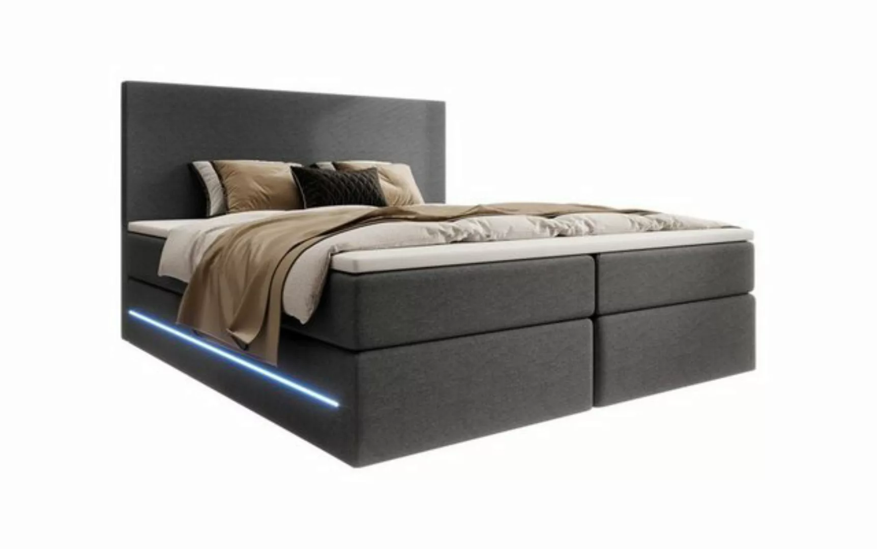 Luxusbetten24 Boxspringbett Arito, mit LED-Beleuchtung und Stauraum günstig online kaufen