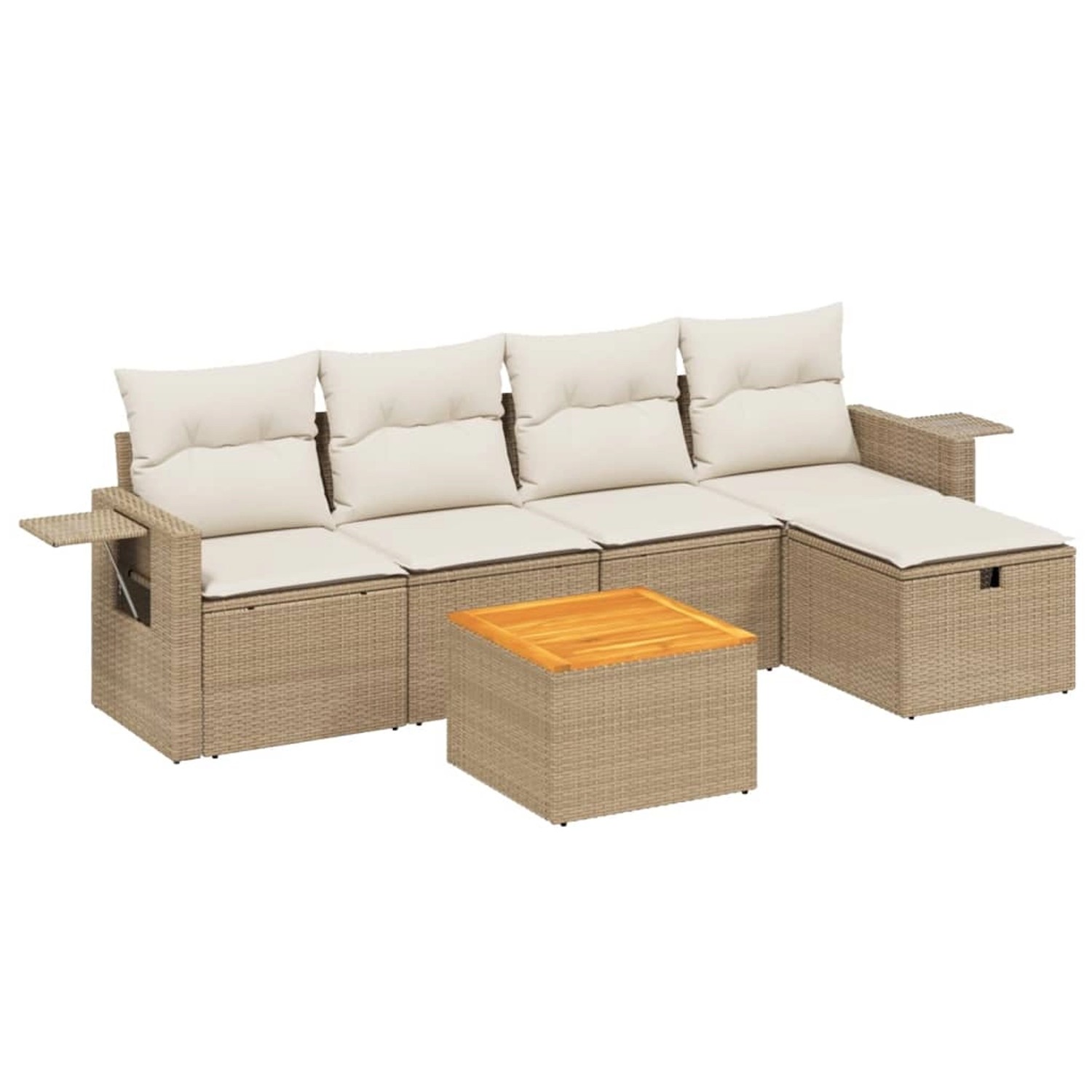 vidaXL 6-Tlg Garten-Sofagarnitur mit Kissen Beige Poly Rattan 3264943 günstig online kaufen