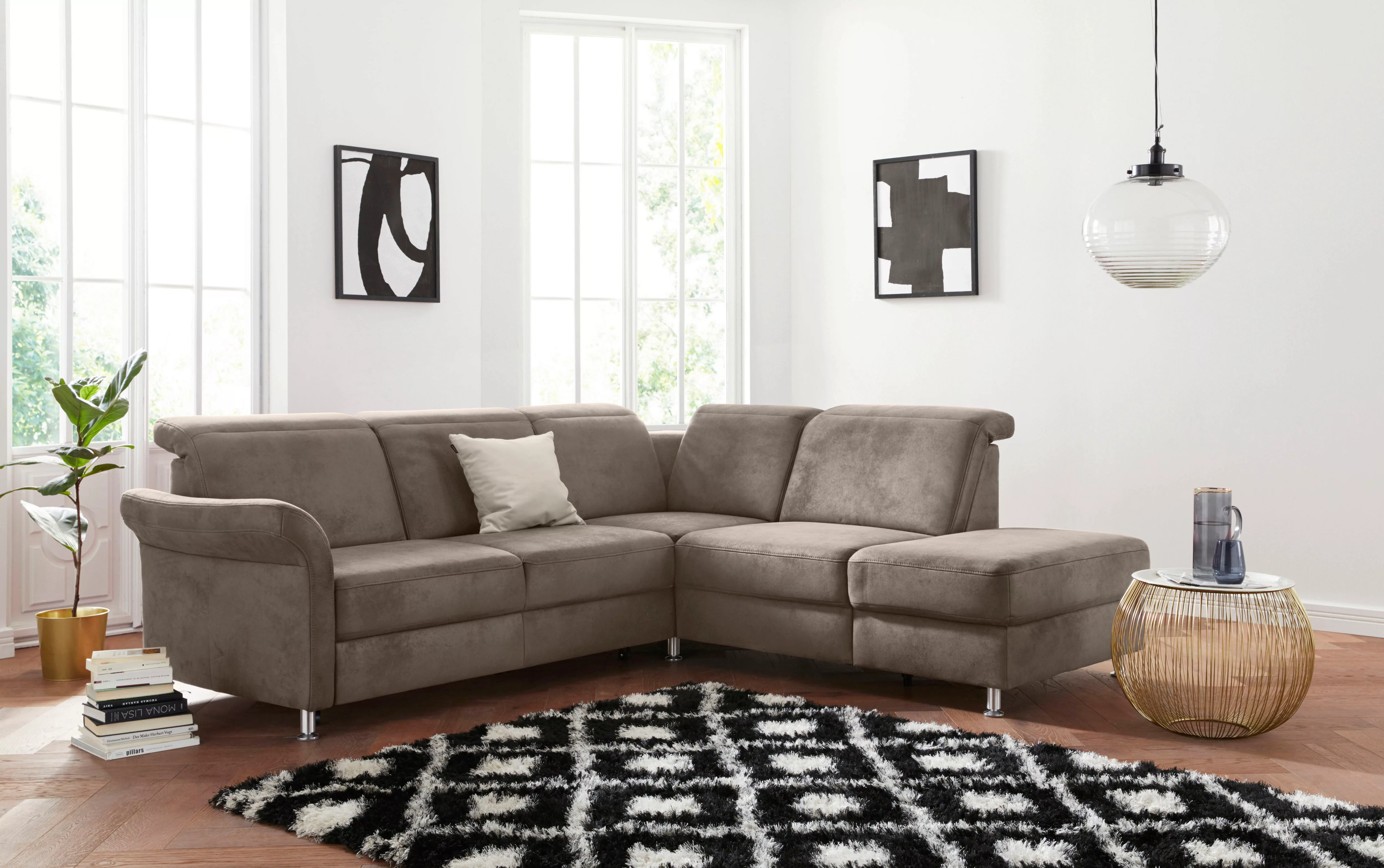 sit&more Ecksofa "Darwin L-Form", inklusive Federkern, wahlweise mit Kopfte günstig online kaufen