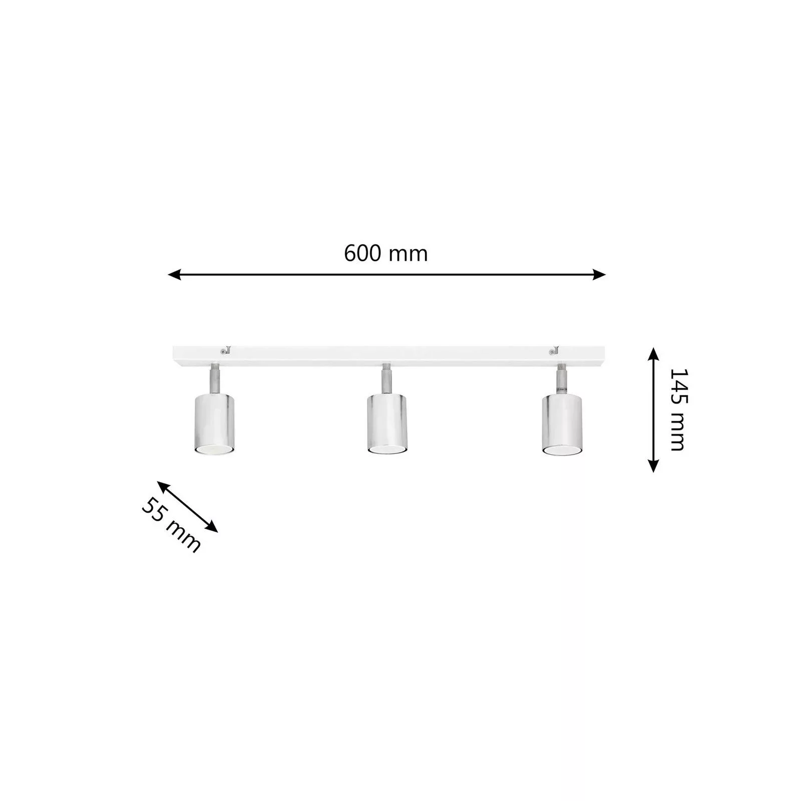 Deckenlampe Tune II, weiß/chrom, Metall, 3-flammig, E27 günstig online kaufen