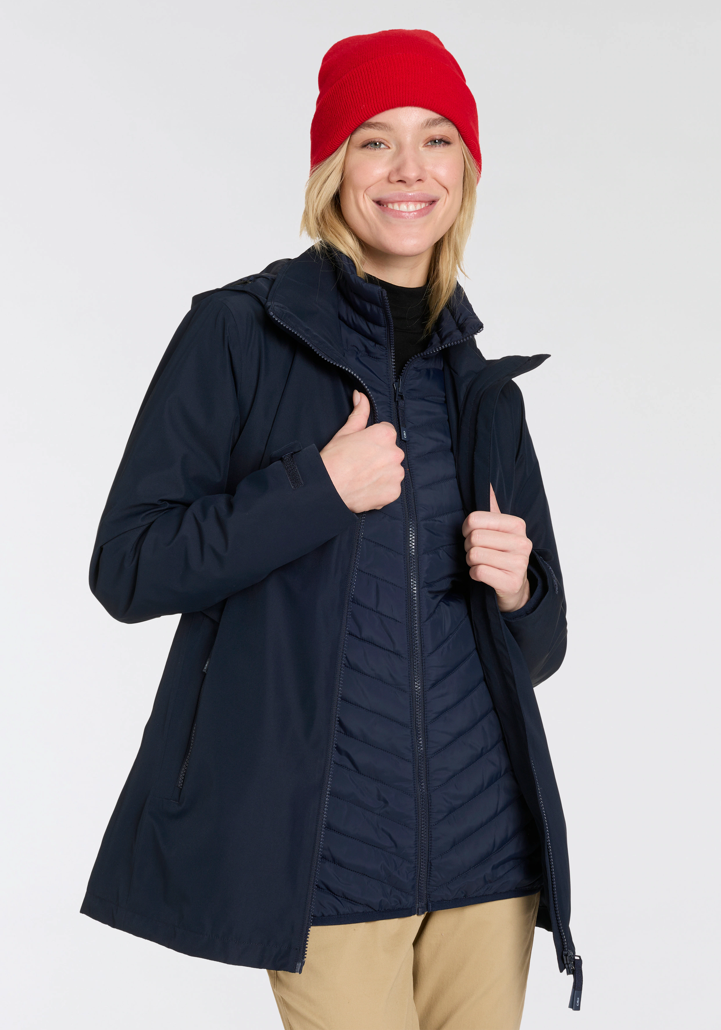 CMP 3-in-1-Funktionsjacke "WOMAN LONG JACKET ZIP HOOD DETACHABLE", mit Kapu günstig online kaufen