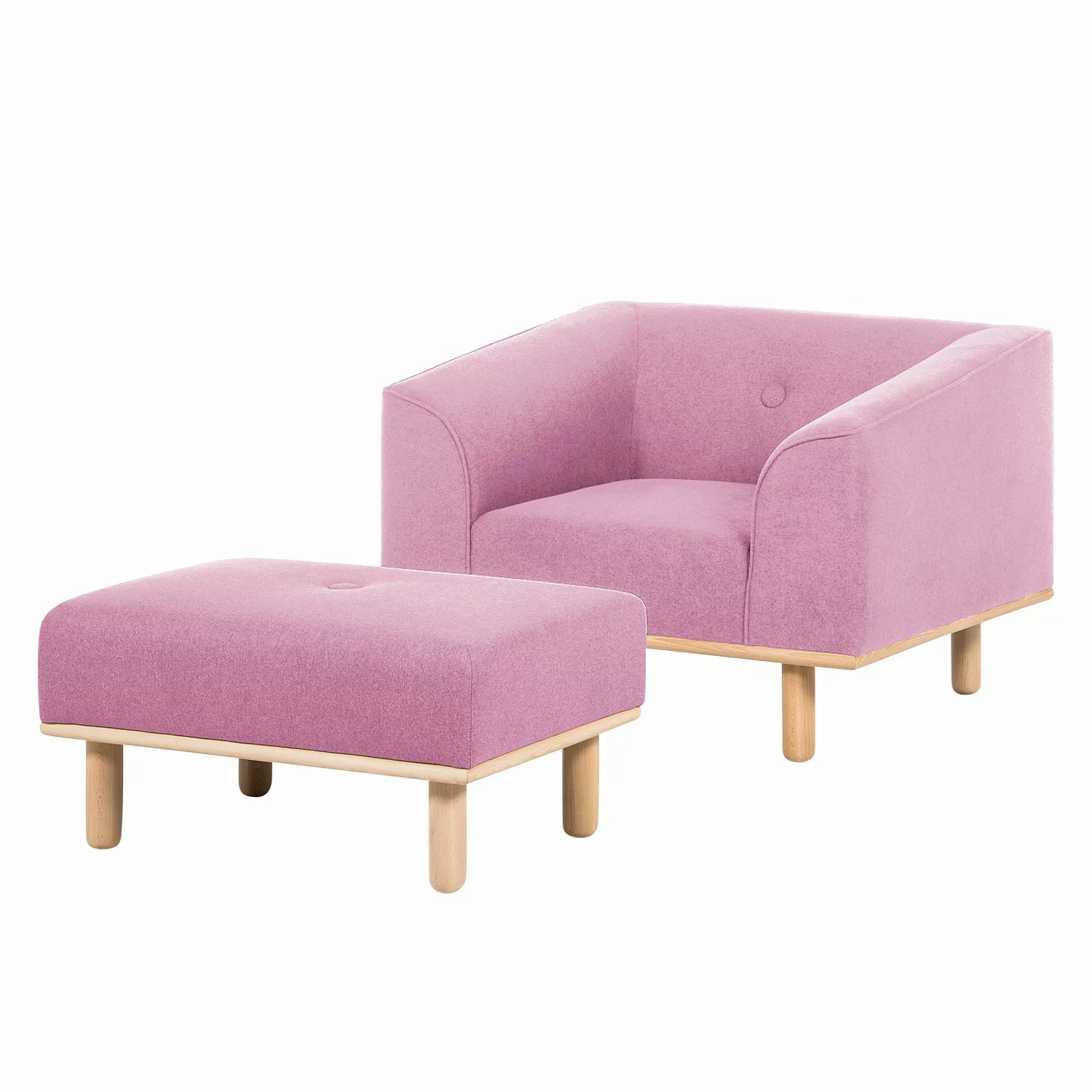 home24 Mørteens Sessel Aya Rose Webstoff mit Hocker 100x72x90 cm (BxHxT) günstig online kaufen