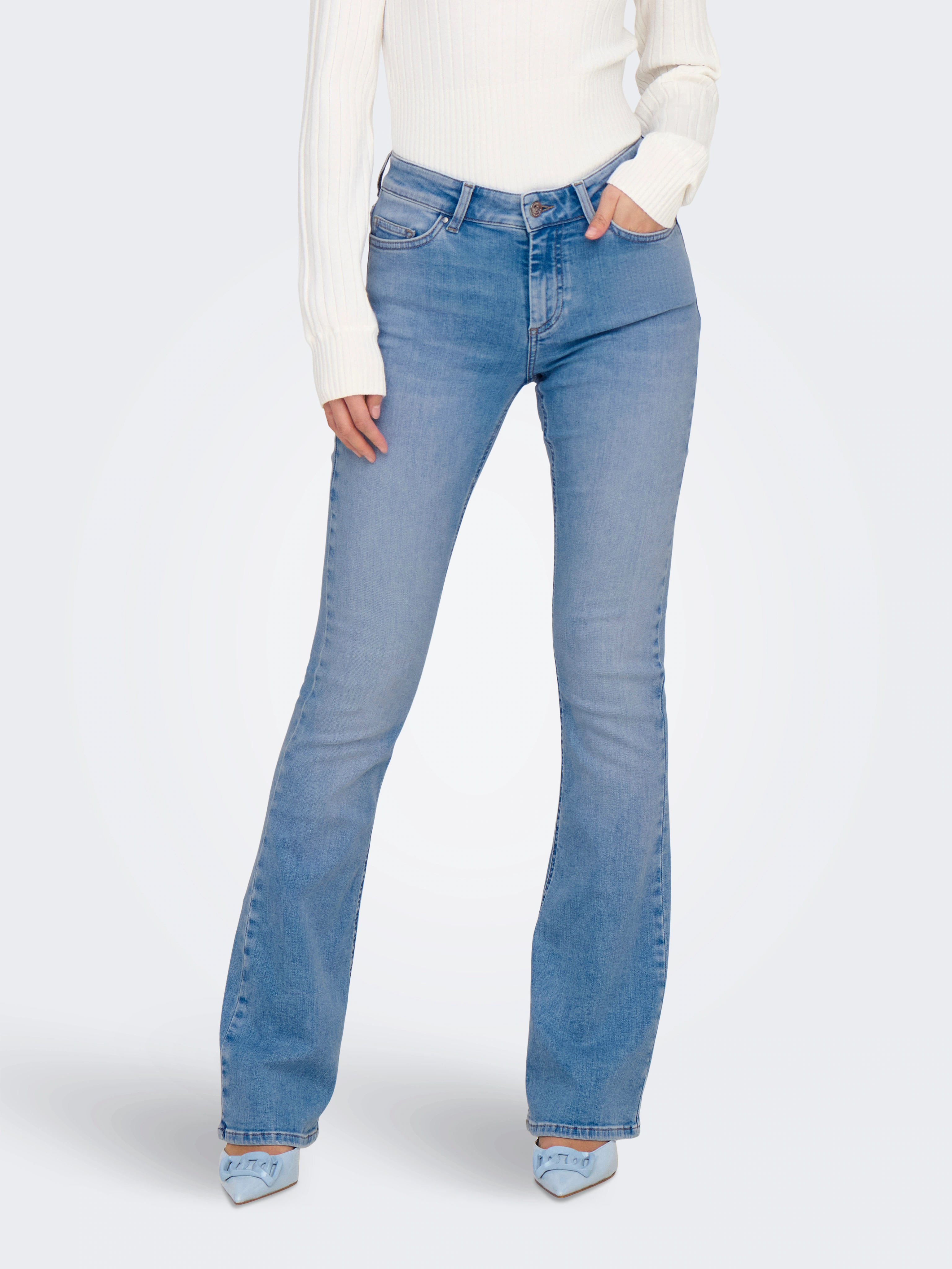 Only Damen Jeans ONLBLUSH MID FLARED TAI198 Blau - Special Bright Blue Deni günstig online kaufen