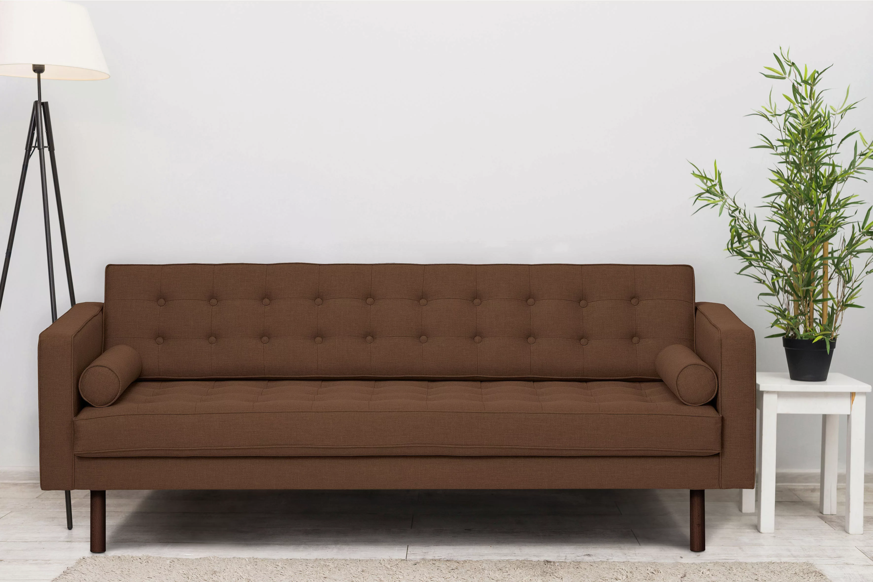 GEPADE 3-Sitzer, Breite 200 cm, inkl. Kissenrollen, mit wengefarbenen Holzf günstig online kaufen