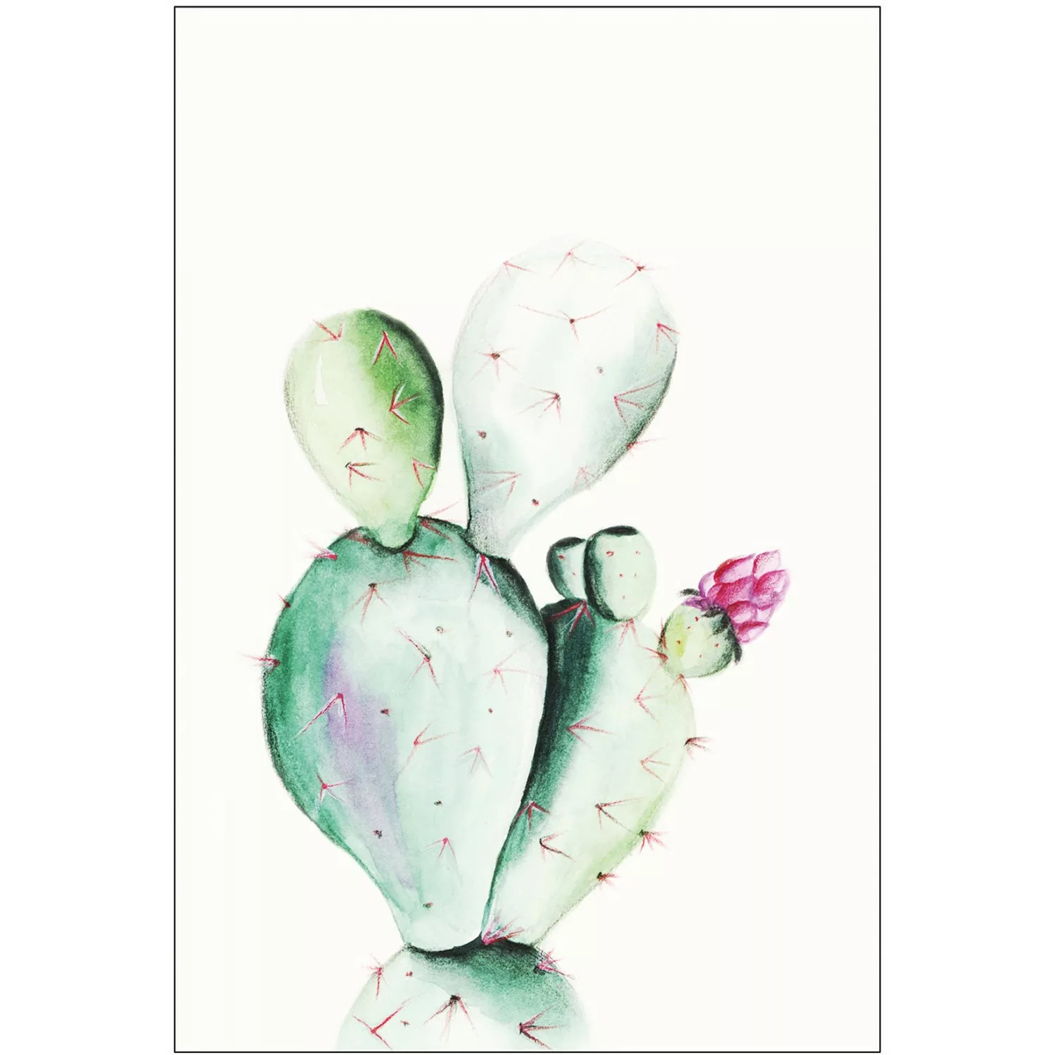 Komar Poster »Prickly Pear Watercolor«, Pflanzen-Blätter, (1 St.), Kinderzi günstig online kaufen