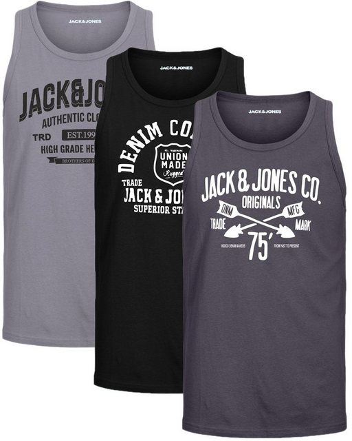 Jack & Jones Tanktop Bequemes Slimfit Shirt mit Printdruck (3er-Pack) mit P günstig online kaufen