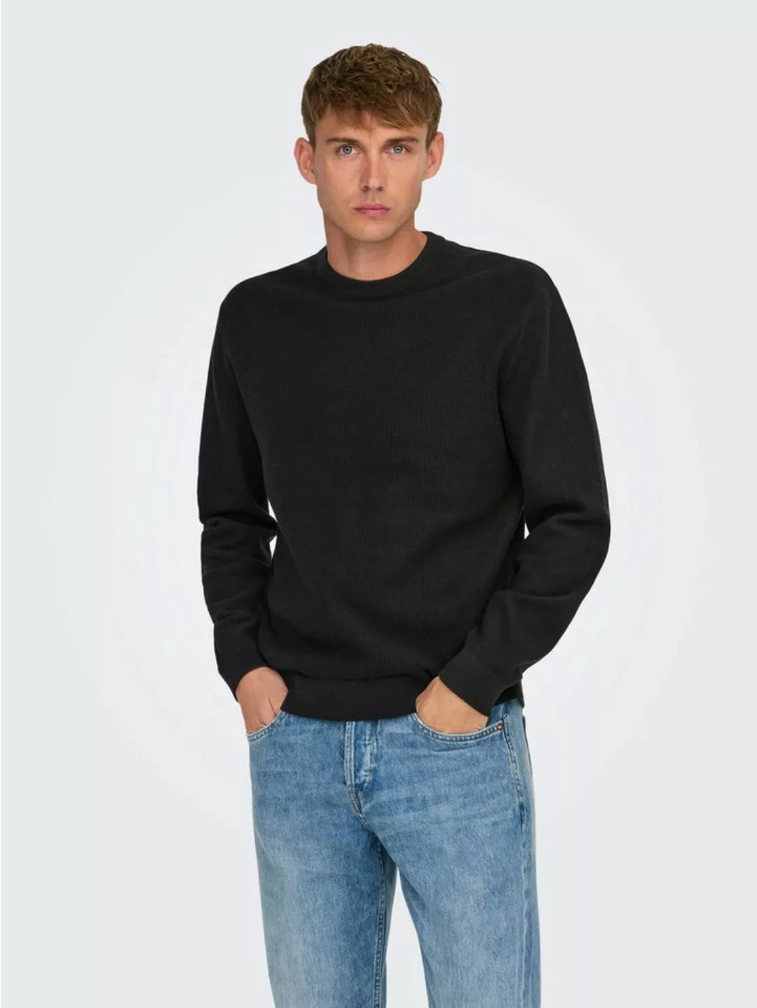 ONLY & SONS Rundhalspullover ONSTONY DS 12 LS WAFFLE CREW KNIT günstig online kaufen