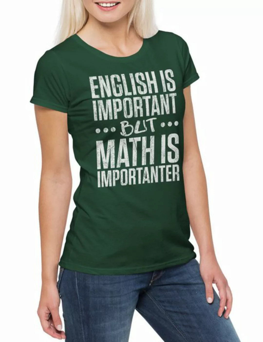 Urban Backwoods Print-Shirt English Is Important Math Is Importanter Damen günstig online kaufen