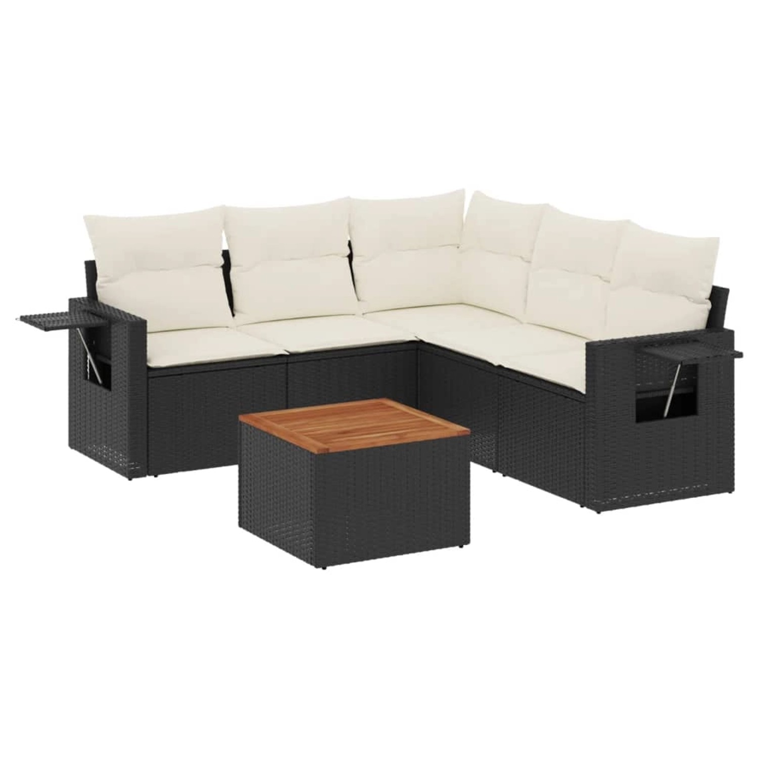 vidaXL 6-Tlg Garten-Sofagarnitur mit Kissen Schwarz Poly Rattan 3256889 günstig online kaufen