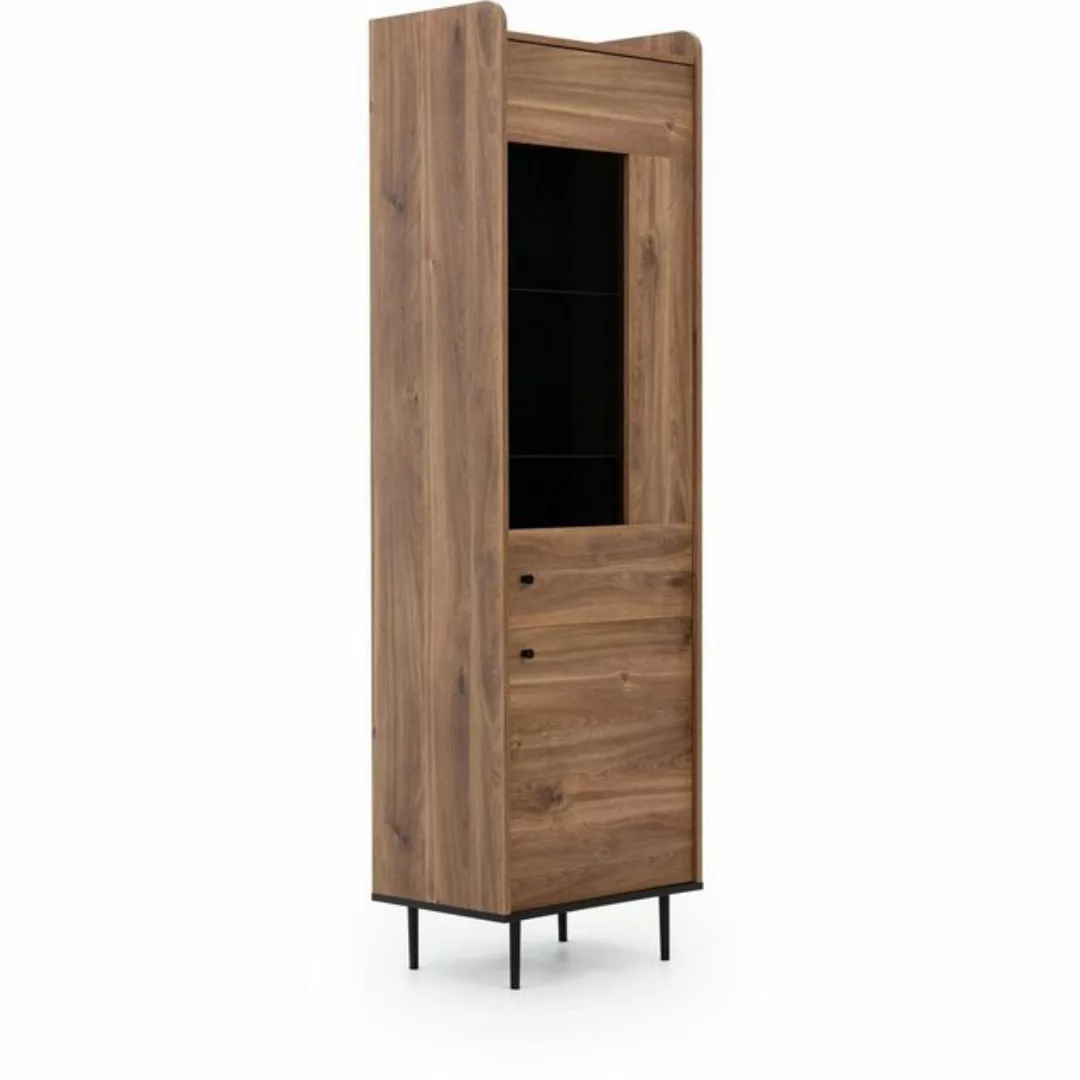 Beautysofa Standvitrine Vasilia 60 cm (2 Türen, Schrank im Loft Stil) Holzv günstig online kaufen